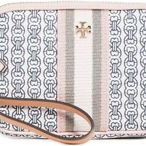 New Tory Burch Gemini Link Canvas Wristlet - Pink